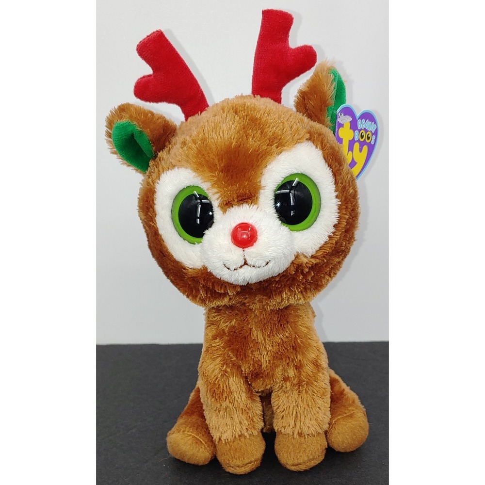 Ty Beanie Boo Comet The Reindeer 6" Plush Solid Eyes Purple Tag NWT Stuffed Toy